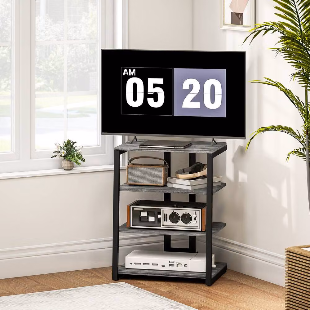 STILVORA 4 Tier HiFi Rack with Adjustable Shelves in Matt Grey – 2