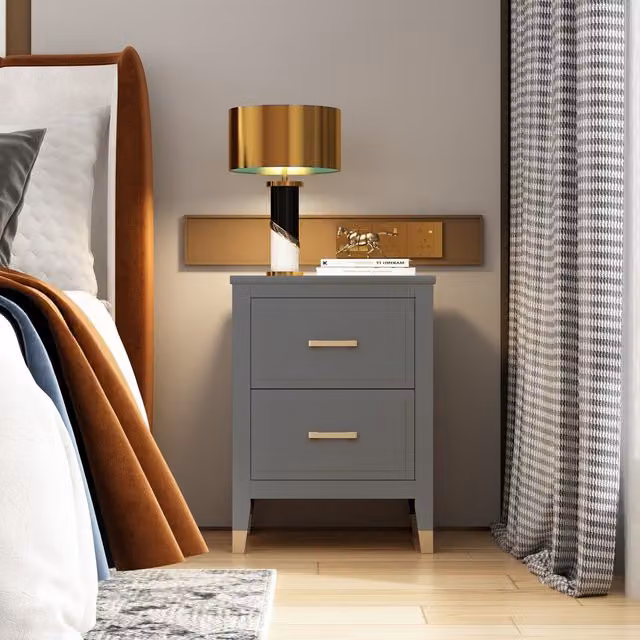 Cabinet Bits Palazzi 2 Drawer Bedside Table in Grey