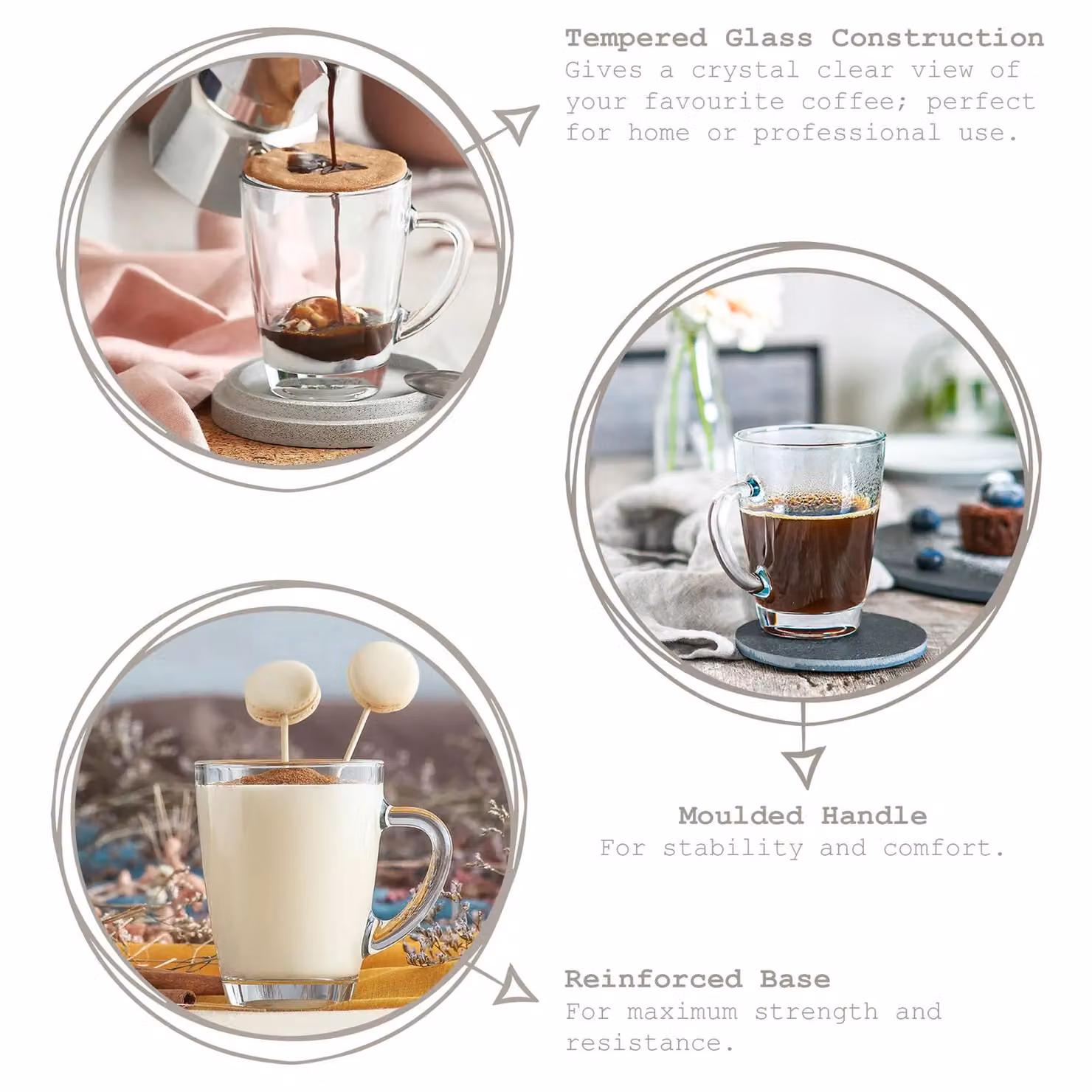 LAV Vega Glass Coffee Mugs, Transparent, 300ml, Pack of 6 – 2