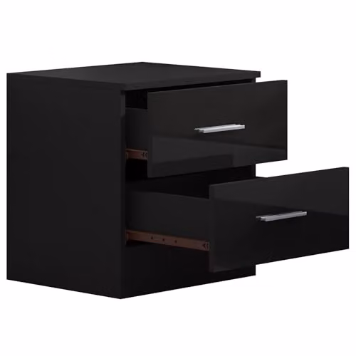 Reflect 2 Drawer Bedside Table Set of 2 in Black Gloss and Black Oak, H 48.5 cm x W 90 cm x D 39.5 cm – 3