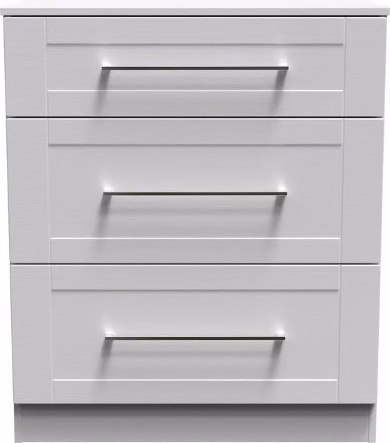 2 U Ripon Ready Assembled 3 Drawer Deep Chest in Light Grey