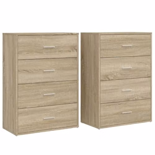 vidaXL Set of 2 Modern Sideboards in Sonoma Oak Brown, W/D/H: 60 x 31 x 84 cm