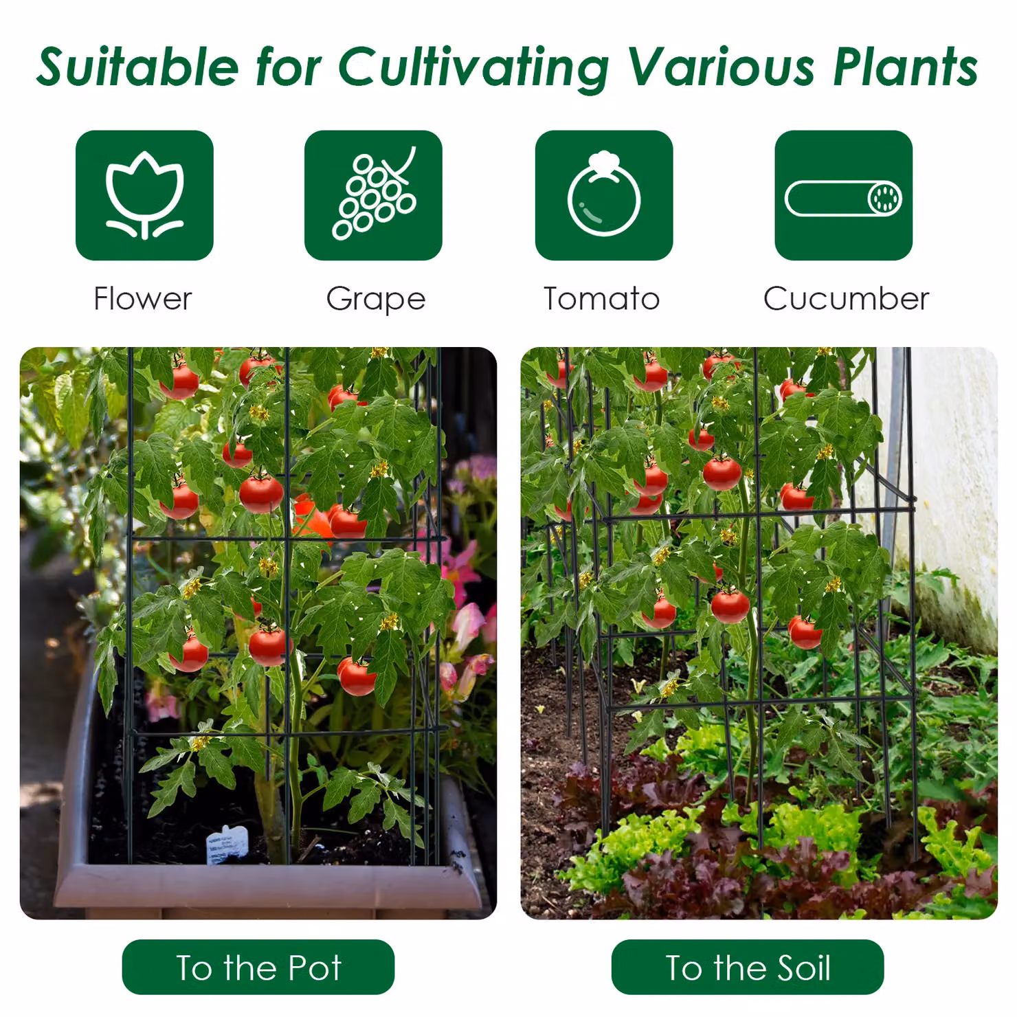 Costway 4 Pack Metal Tomato Cage Plant Support Stakes in Green – 2