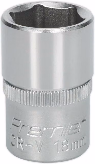 Loops 18mm Steel Drive Socket 1/2 inch Square Drive in Silver Chrome Vanadium