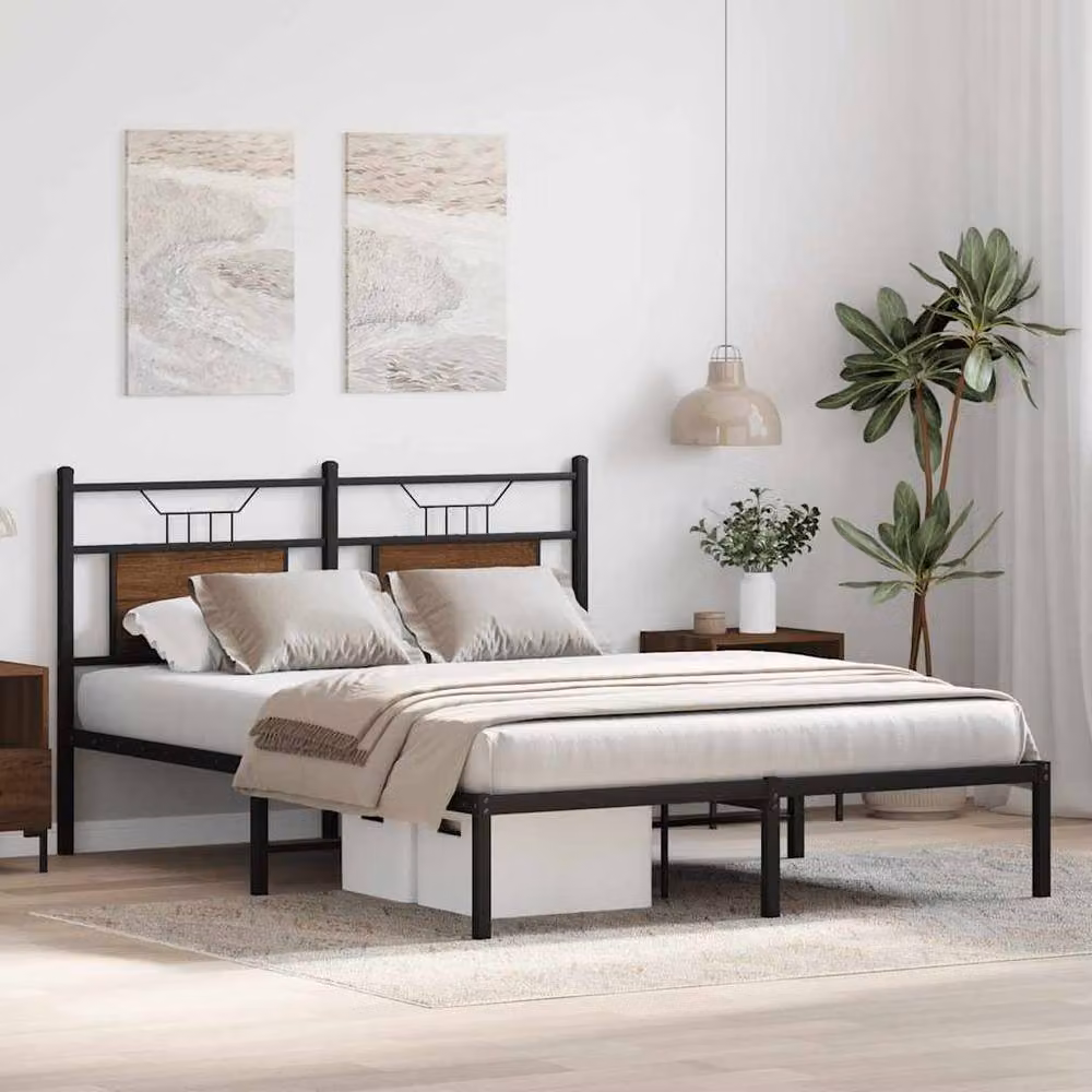 Berkfield Home Brown Oak Bed Frame in Engineered Wood, 140 x 200 cm – 3