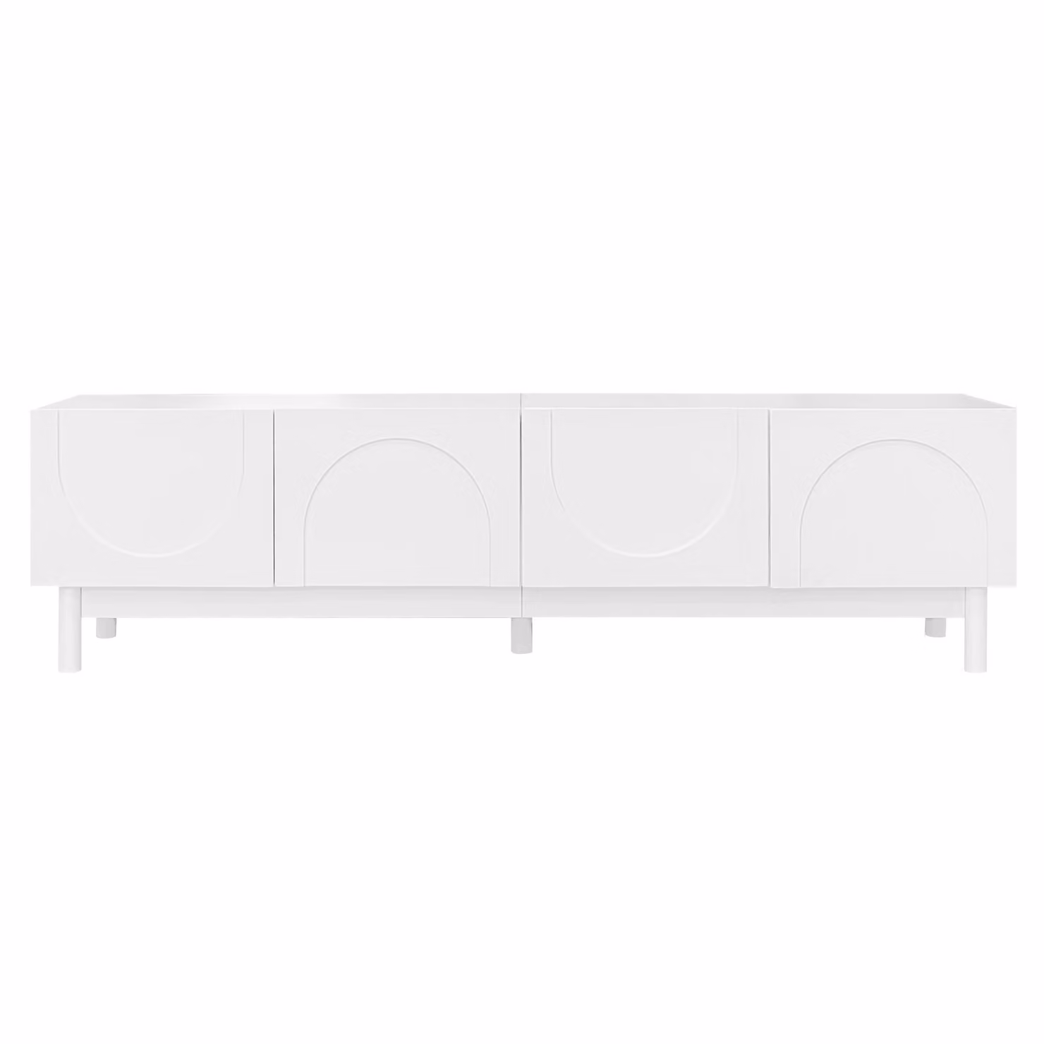 Aosom UK Elegant White TV Cabinet with Curved Doors, Adjustable Shelves and Solid Wood Legs, W/D/H: 169 x 34 x 45.5 cm – 2