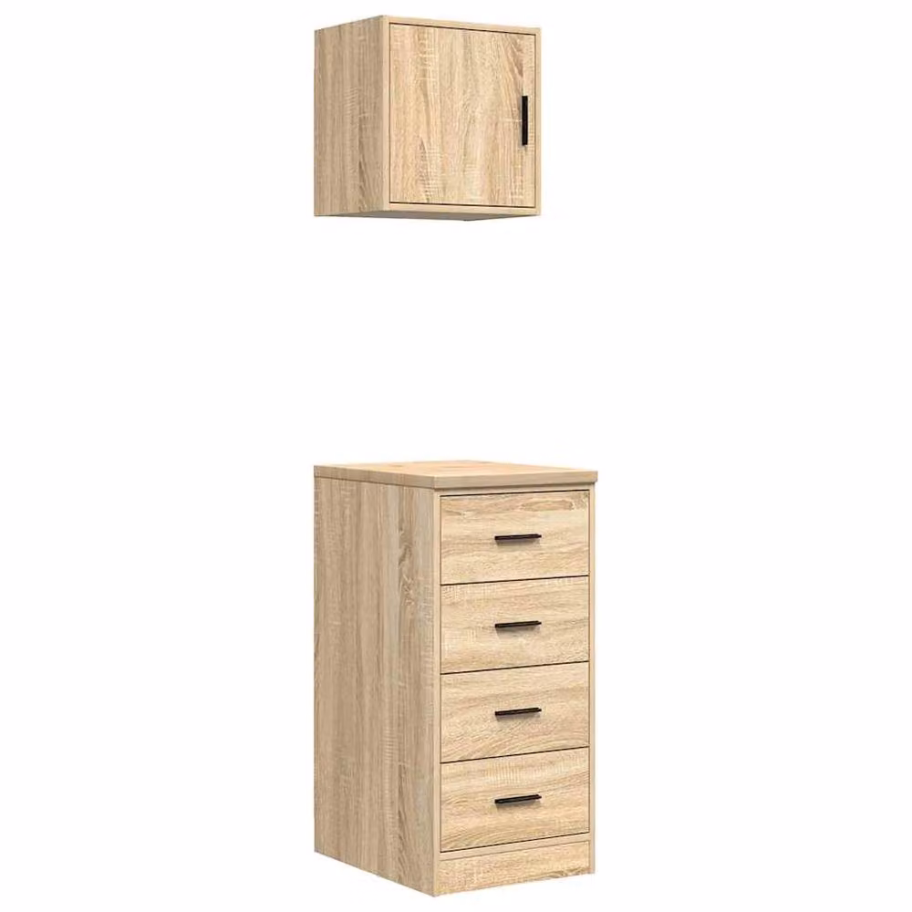 Berkfield Home Wall Mounted Garage Cabinets, 2 Piece Set in Sonoma Oak Brown Engineered Wood – 1