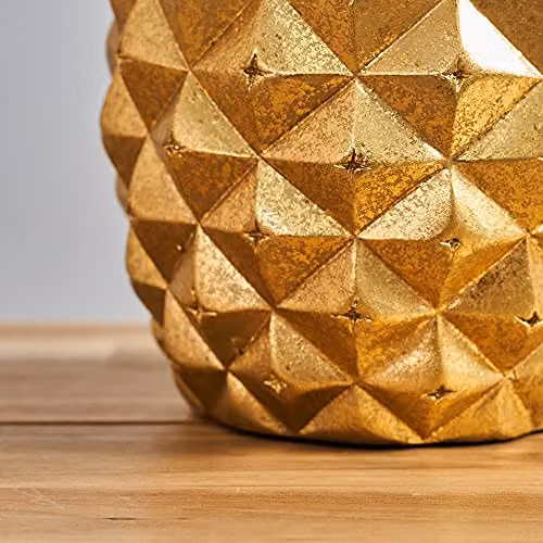 ValueLights Pineapple Table Lamp in Gold and Black with Fabric Shade – 3
