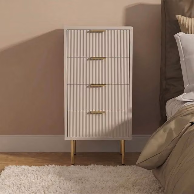 OHS Ribbed 4-Drawer Storage Cabinet in Sand Beige Engineered Wood – 1