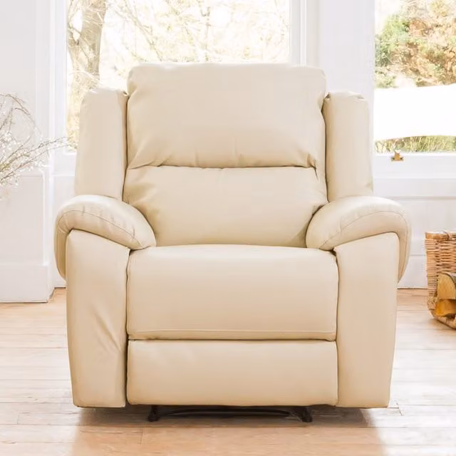 Artemis Home Brookhaven Electric Recliner Armchair in Beige Synthetic Leather