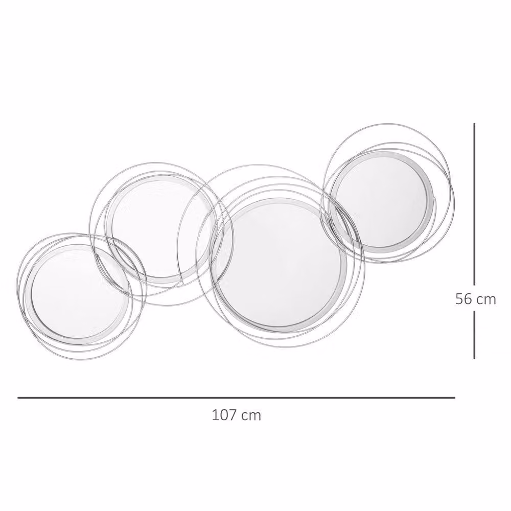 STILVORA Modern Round Metal and Glass Wall Mirror in Silver, Diameter: 107 cm – 3