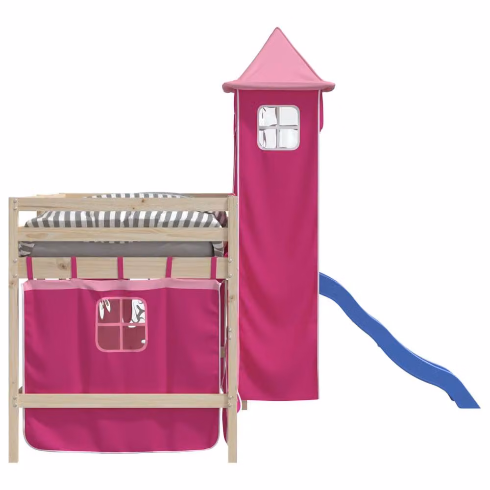 Berkfield Home Pink Star Pattern Opaque Polyester Loft Bed Curtains for Children – 4