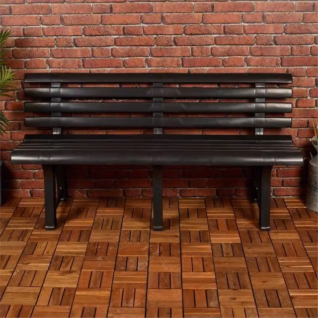 VOGREX Black Plastic Garden Bench for 3 Adults, Width: 145 cm – 1