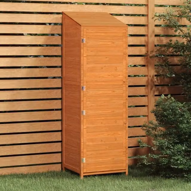 Berkfield Home Rustic Brown Wood Garden Shed Tall Cabinet, W/D/H: 55 x 52 x 174.5 cm – 1