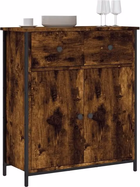 Berkfield Home Smoked Oak Sideboard in Brown, W/D/H: 70 x 30 x 80 cm – 1