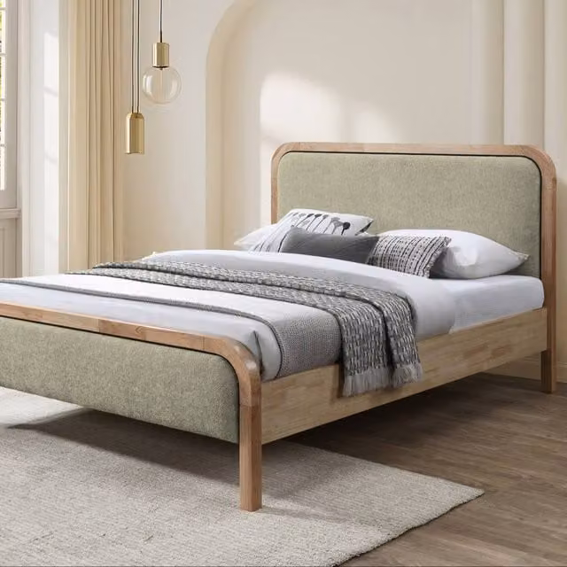 Snuggle Beds Clara Upholstered Bed Frame in Green, W/D/H: 140 x 200 x 117 cm – 1