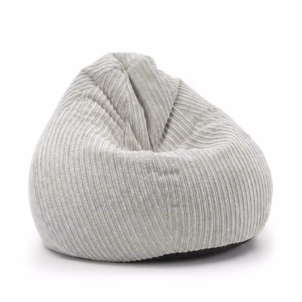 rucomfy Jumbo Cord Slouchbag Classic Indoor Bean Bag for Adults in Light Grey – 3
