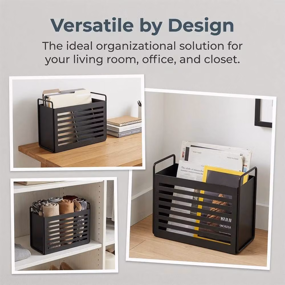 Havendro Black Metal Magazine and File Holder, W/D/H: 28.0 x 23.0 x 23.0 cm – 3