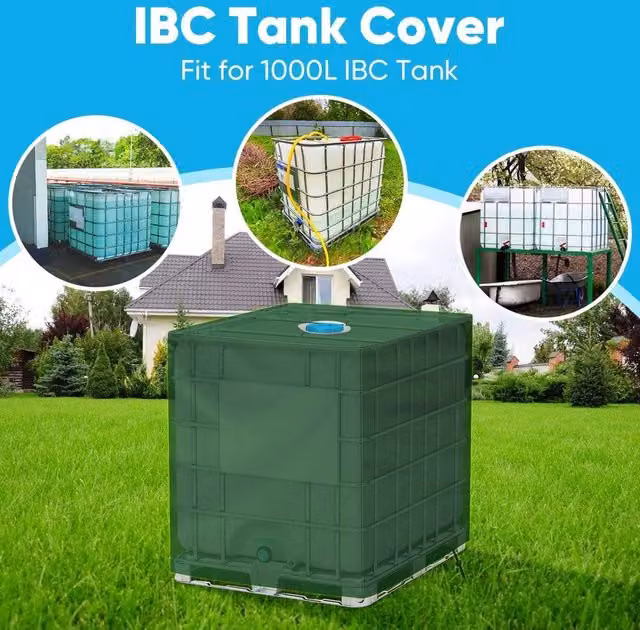 EONLION UV Resistant Green Water Tank Cover for 1000L IBC Containers, Width: 100 cm