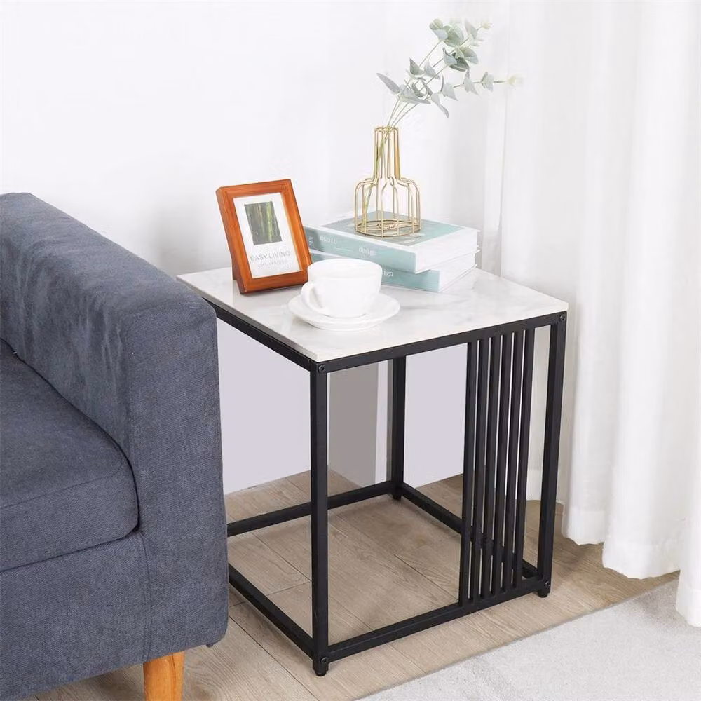 ERGOVEXA Marble and Metal Bedside Table in Matt Black – 4