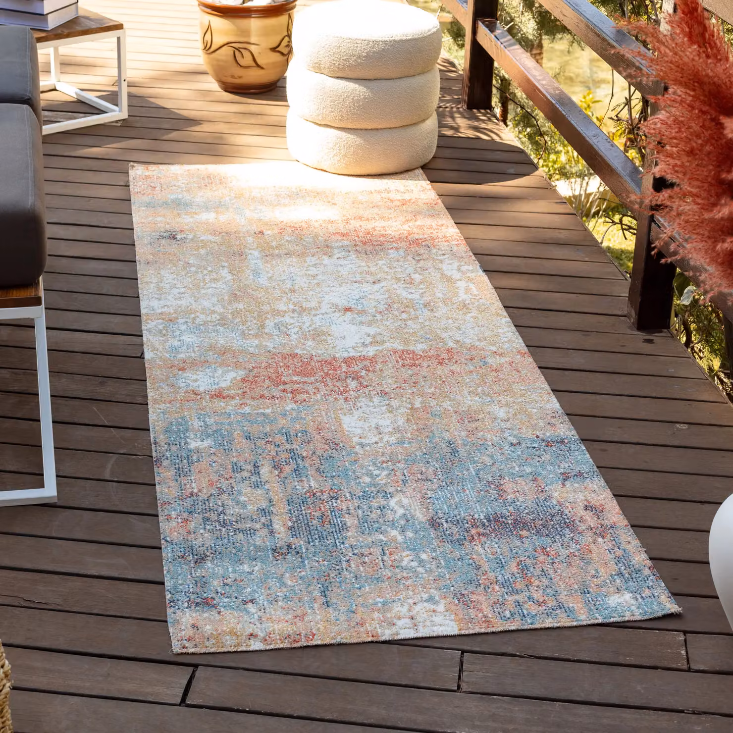 Livabliss Huntington Beach Modern Abstract In & Outdoor Rug in Burnt Orange and Blue, W: 200 cm, D: 275 cm – 5