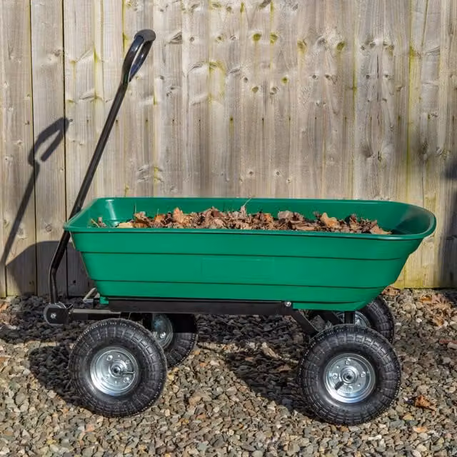 Samuel Alexander 75L Heavy Duty Tipping Garden Dump Truck with 200kg Capacity and Pull Handle in Green – 1