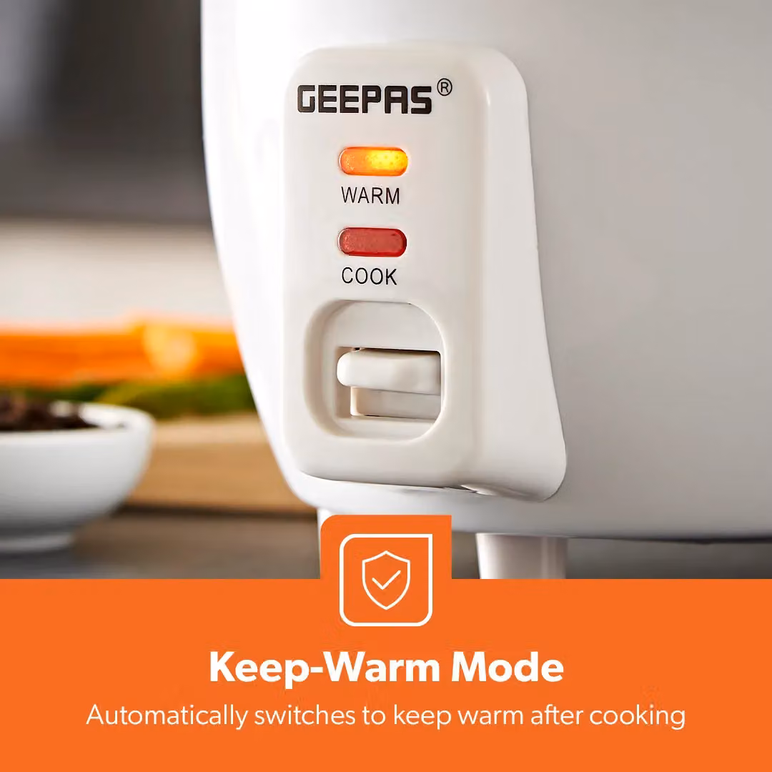 Geepas White Electric Automatic Rice Cooker with Non-Stick Pot and Keep Warm Function, 0.6 l – 4