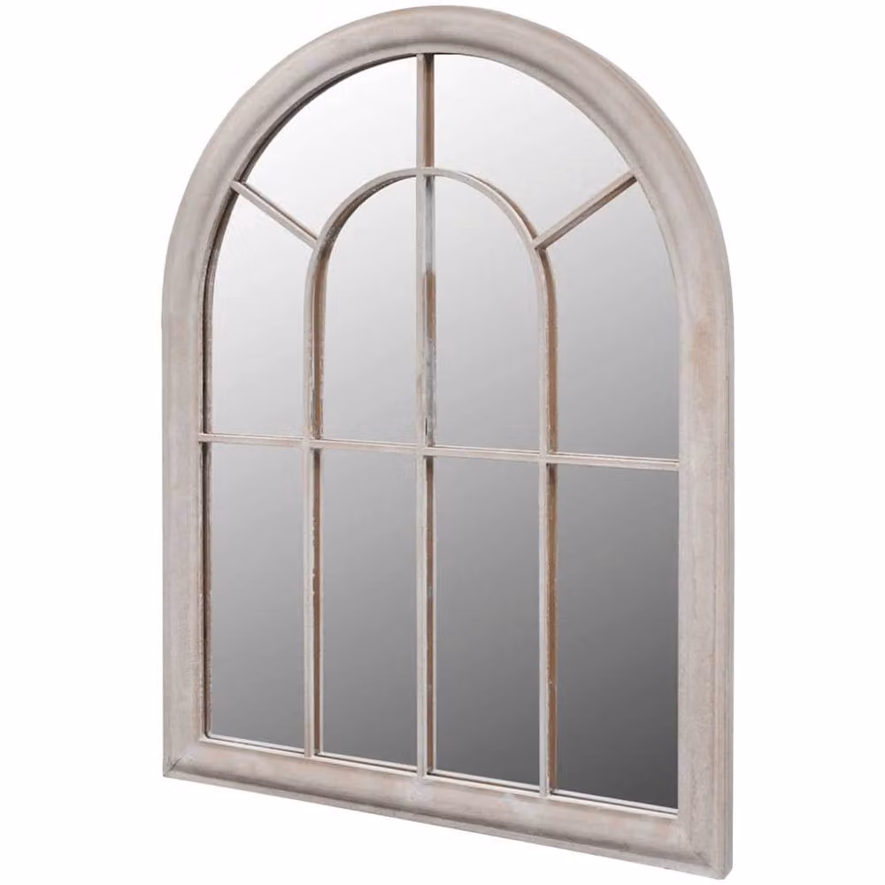 Berkfield Home Rustic Arch Garden Wall Mirror in White, W: 69 cm, H: 89 cm – 2