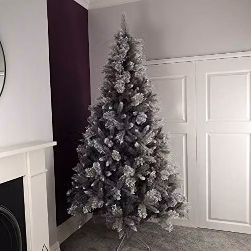 Premier 2.4m Silver Glitter Tip Fir Christmas Tree in Grey