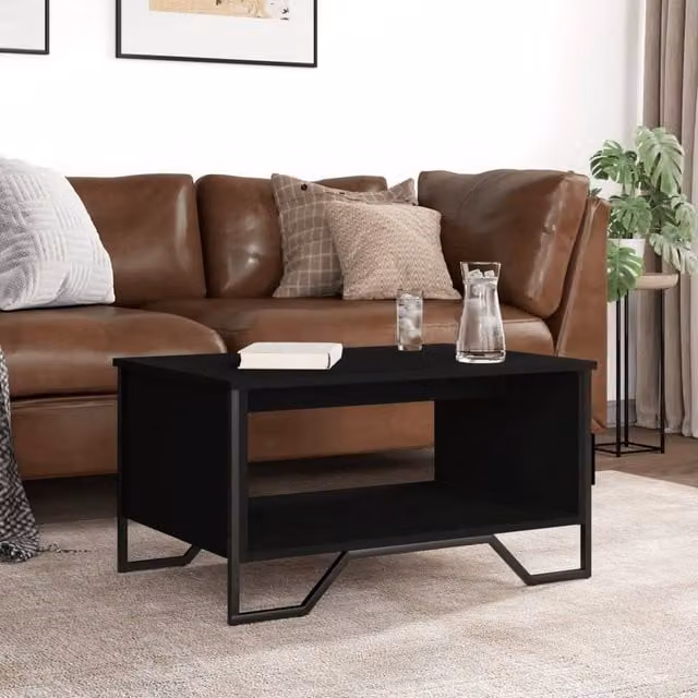 Berkfield Home Modern Black Coffee Table W/D/H: 75 x 51 x 40 cm
