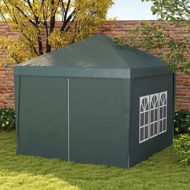 Outsunny Pop Up Gazebo Party Tent Canopy in Green with Steel Frame