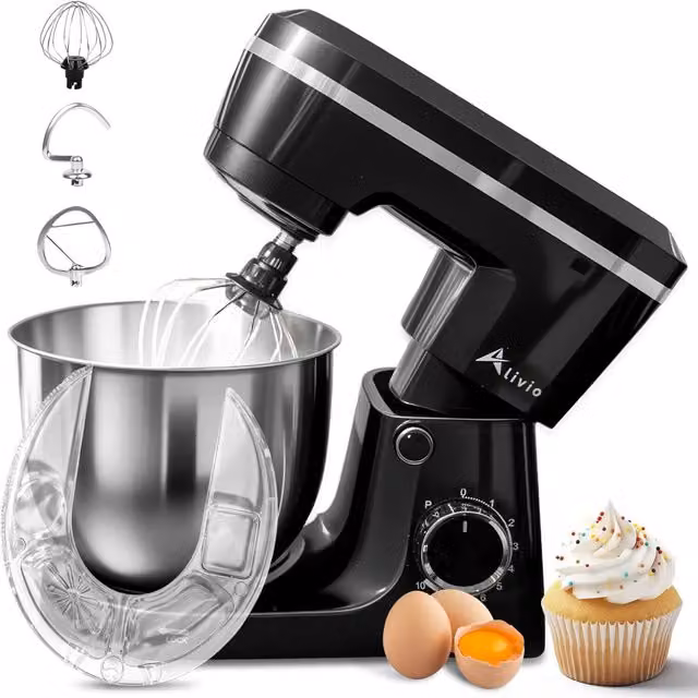 Alivio 1500W Compact and Lightweight 5L Stand Mixer in Black