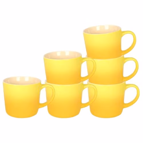 Argon Tableware Yellow Ombre New Bone China Coffee Mugs, 330ml, Set of 6 – 1