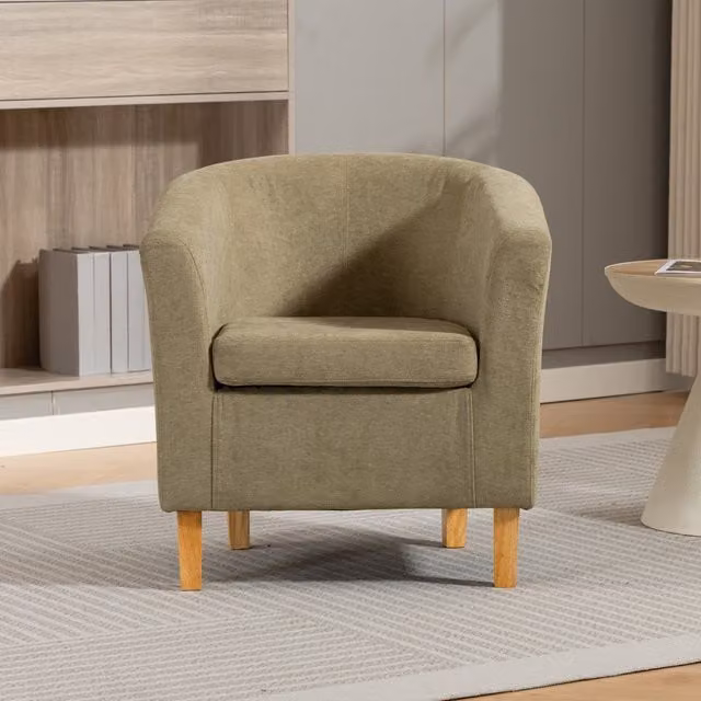 Artemis Home Millie Tub Accent Chair in Green Fabric with Solid Wood Frame