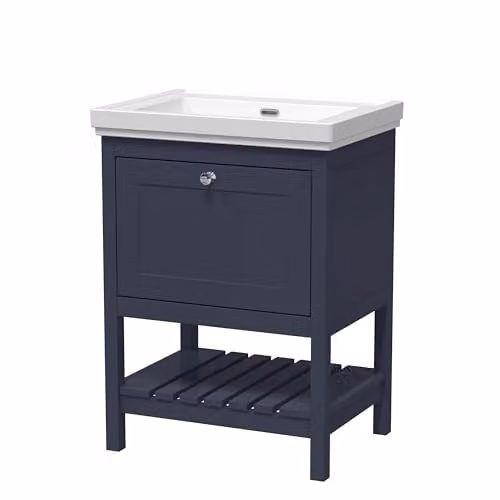 Balterley Freestanding Bathroom Vanity Unit with Basin and Open Shelf, Blue or Grey, W: 60.0 cm, D: 47.1 cm, H: 86.5 cm – 6