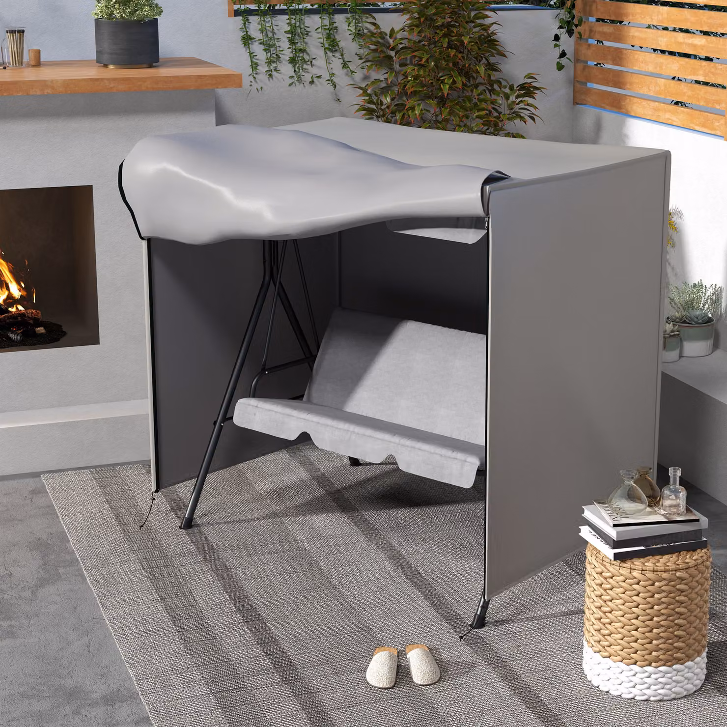 Outsunny Water Repellent Outdoor Swing Chair Cover in Grey, W/D/H: 144 x 152 x 144 cm – 2