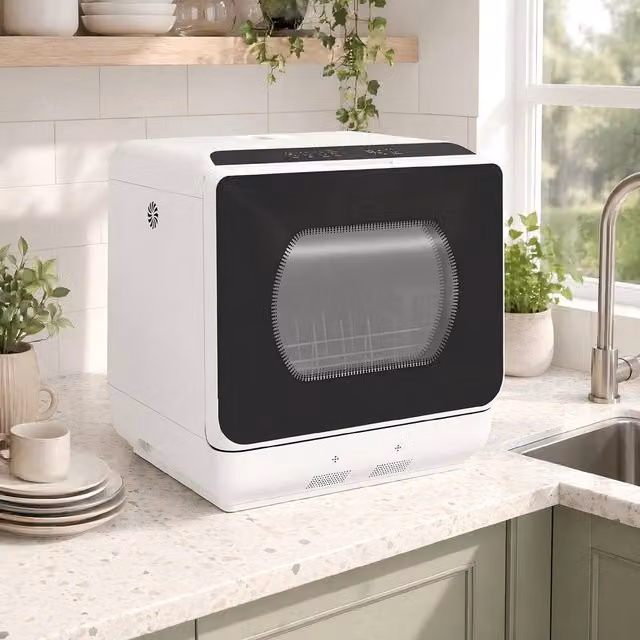 STILVORA Tabletop Dishwasher with 6L Tank Capacity and 5 Wash Programmes, White