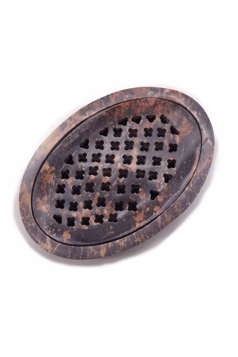 KDMD Soapstone Soap Dish and Drainer with Drying Grooves, Brown, W: 11 cm, D: 8 cm – 2