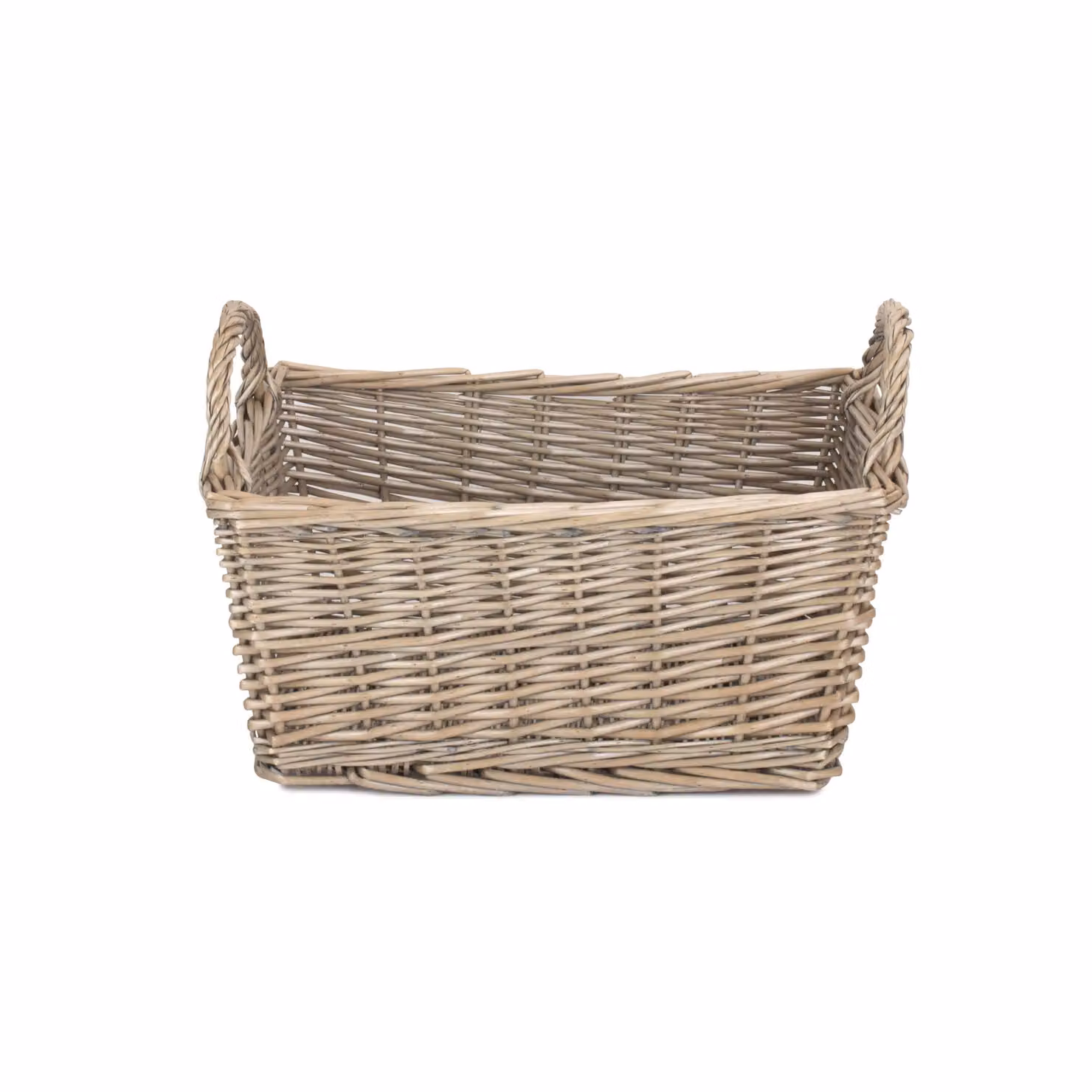 Red Hamper Wicker Antique Wash Finish Handled Unlined Storage Basket in Red, Brown and Grey, Diameter: 29 cm – 2