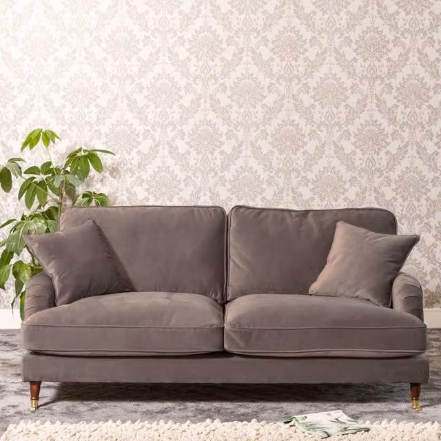 Artemis Home Mackenzie 3 Seat Velvet Sofa in Beige, Brown or Grey – 1