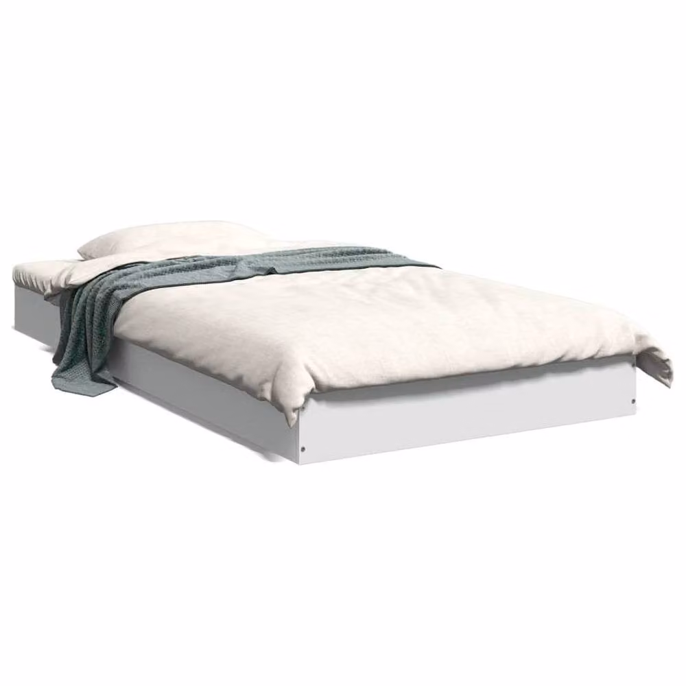 Berkfield Home Single Bed Frame in White, Engineered Wood, W/D/H: 90 x 190 cm – 2