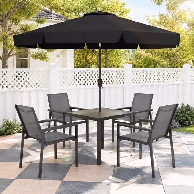 STILVORA 4-Seater Modern Dining Set with Grey Matt Metal and Glass Frame – 1