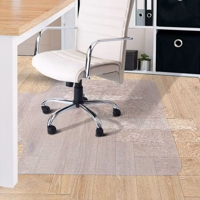Marlow Clear PVC Non-Slip Chair Mat for Carpet and Hard Floors, W: 304.8 cm x D: 228.6 cm