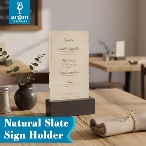 Argon Tableware Natural Slate Sign Holder in Grey or Black, 9 cm – 2