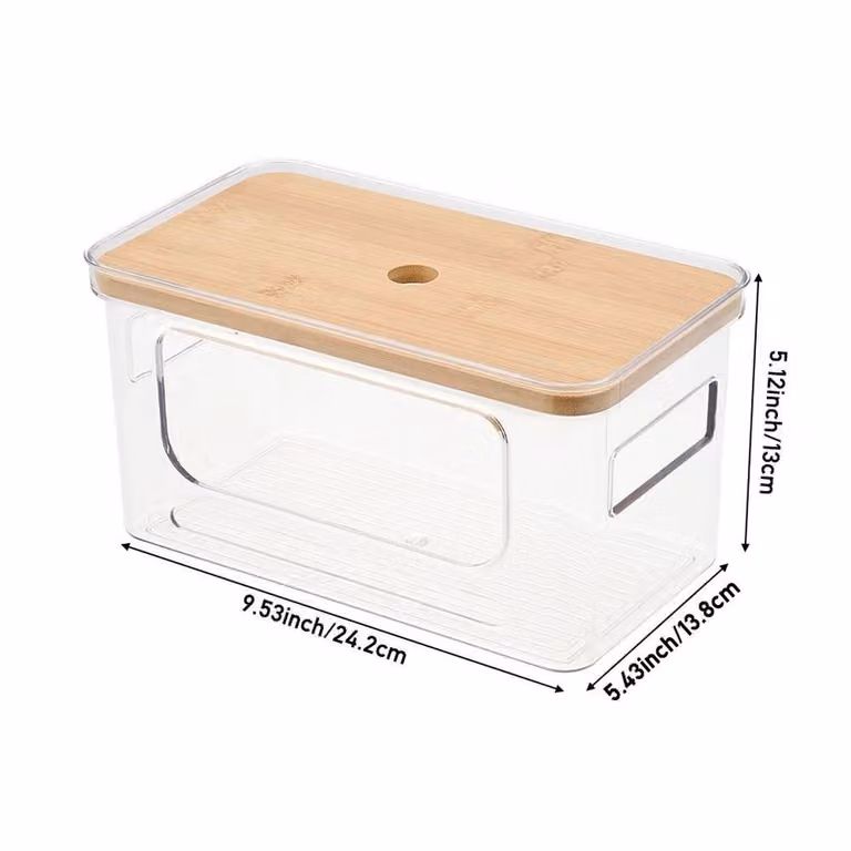 KORVIXA Stackable Small Trash Bag Dispenser Storage Bin in Transparent Acrylic