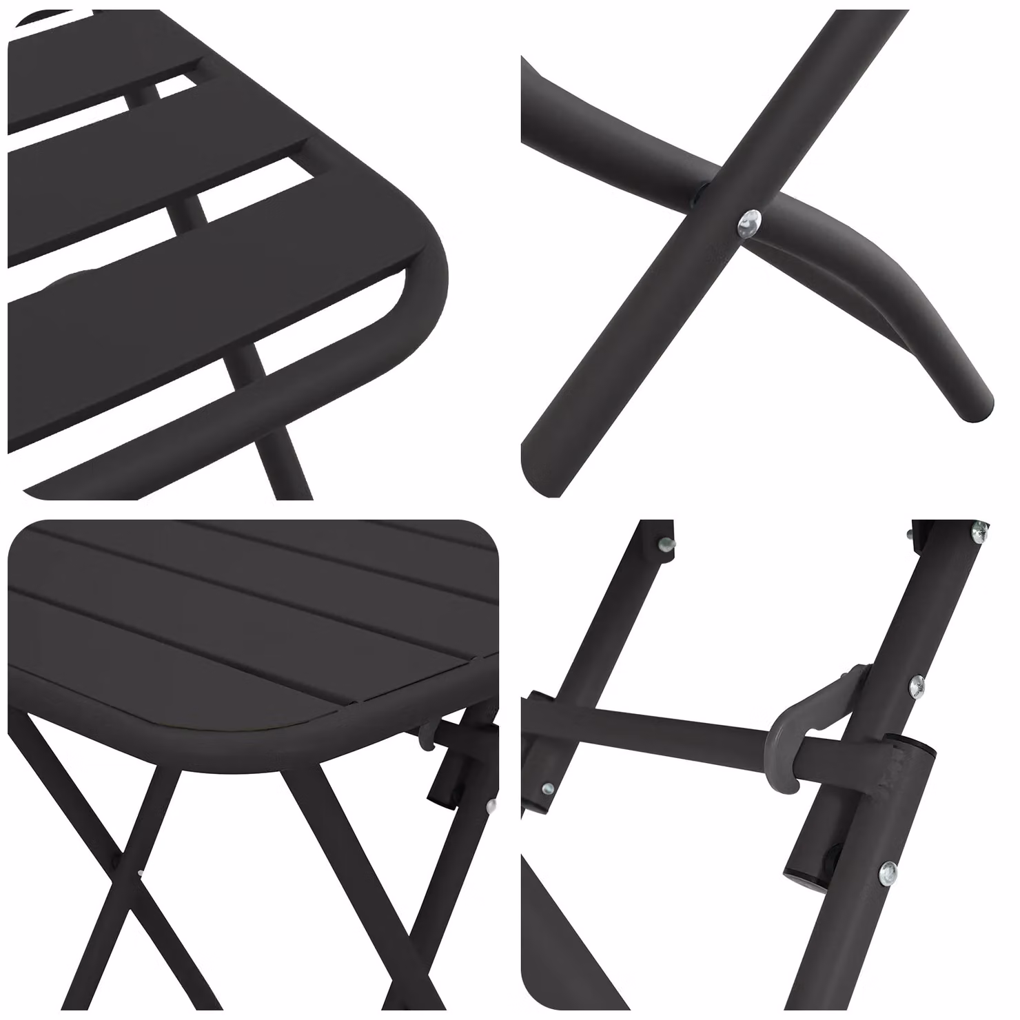 Berkfield Home 3-Piece Folding Bistro Set in Anthracite Matt Steel – 4