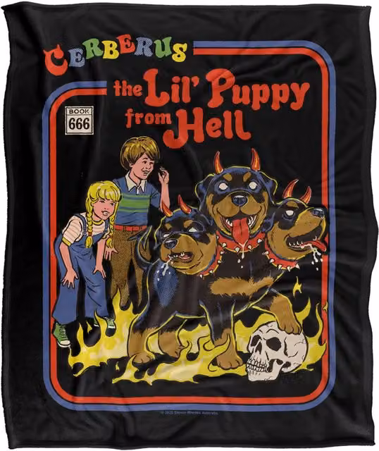 Steven Rhodes Cerberus Puppy Multicolour Super Soft Fleece Throw Blanket W/D/H: 152 x 127 cm – 1