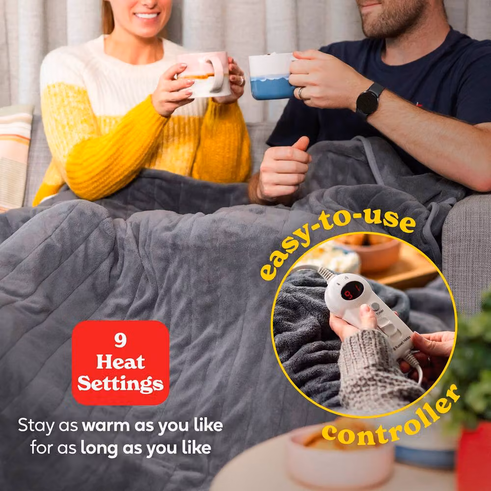 Russell Hobbs Grey Microfleece Electric Heated Throw RHHT1004, W: 180 cm, D: 130 cm – 4