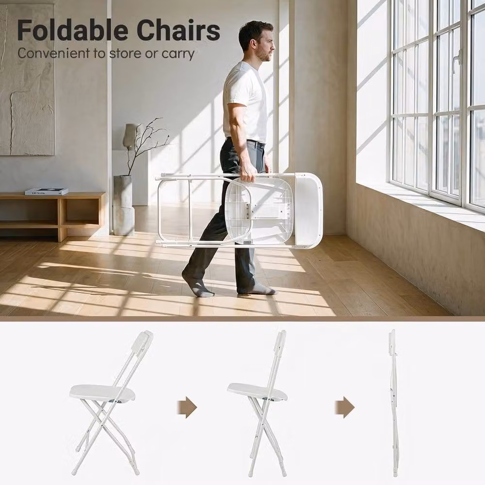 KORVIXA 4-piece Set of White Foldable PP Portable Seating Chairs – 2