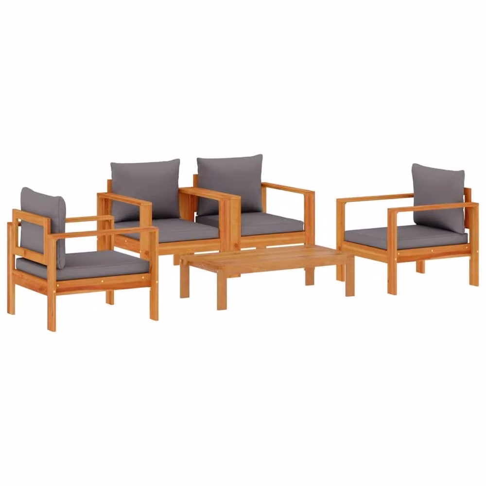 Berkfield Home 5 Piece Acacia Wood Garden Sofa Set with Multicolour Cushions – 2